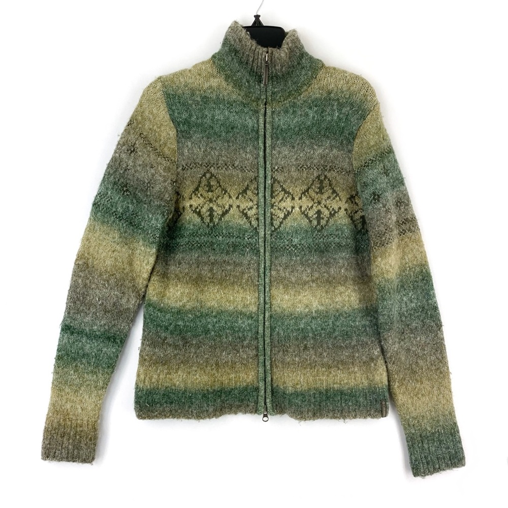 Columbia XCO Green Wool Blend Full Zip Front Sweater Jacket Size L